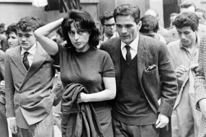 A photo taken on 1962 in Roma shows Italian writer and films' director Pier Paolo Pasolini (C)and the main characters of his film "Mamma Roma", Italian actress Anna Magnani (on his R) and actor Ettore Garofolo (L).  AFP PHOTO        (Photo credit should read STRINGER/AFP/Getty Images)