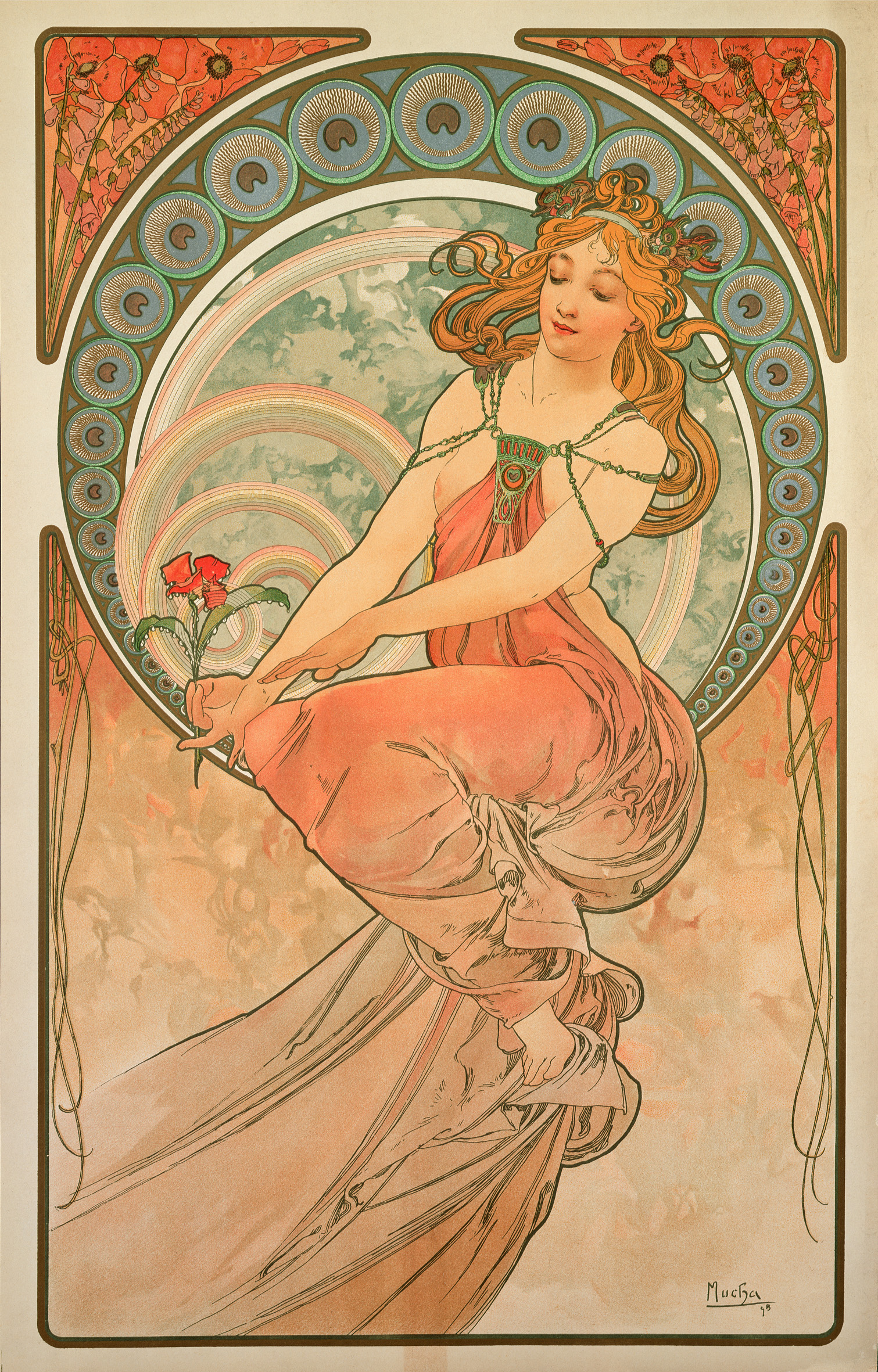 Alphonse Mucha Le Arti: Pittura 1898 Serie di quattro pannelli decorativi Litografie a colori, 60x38 cm ciascuna © Mucha Trust 2016