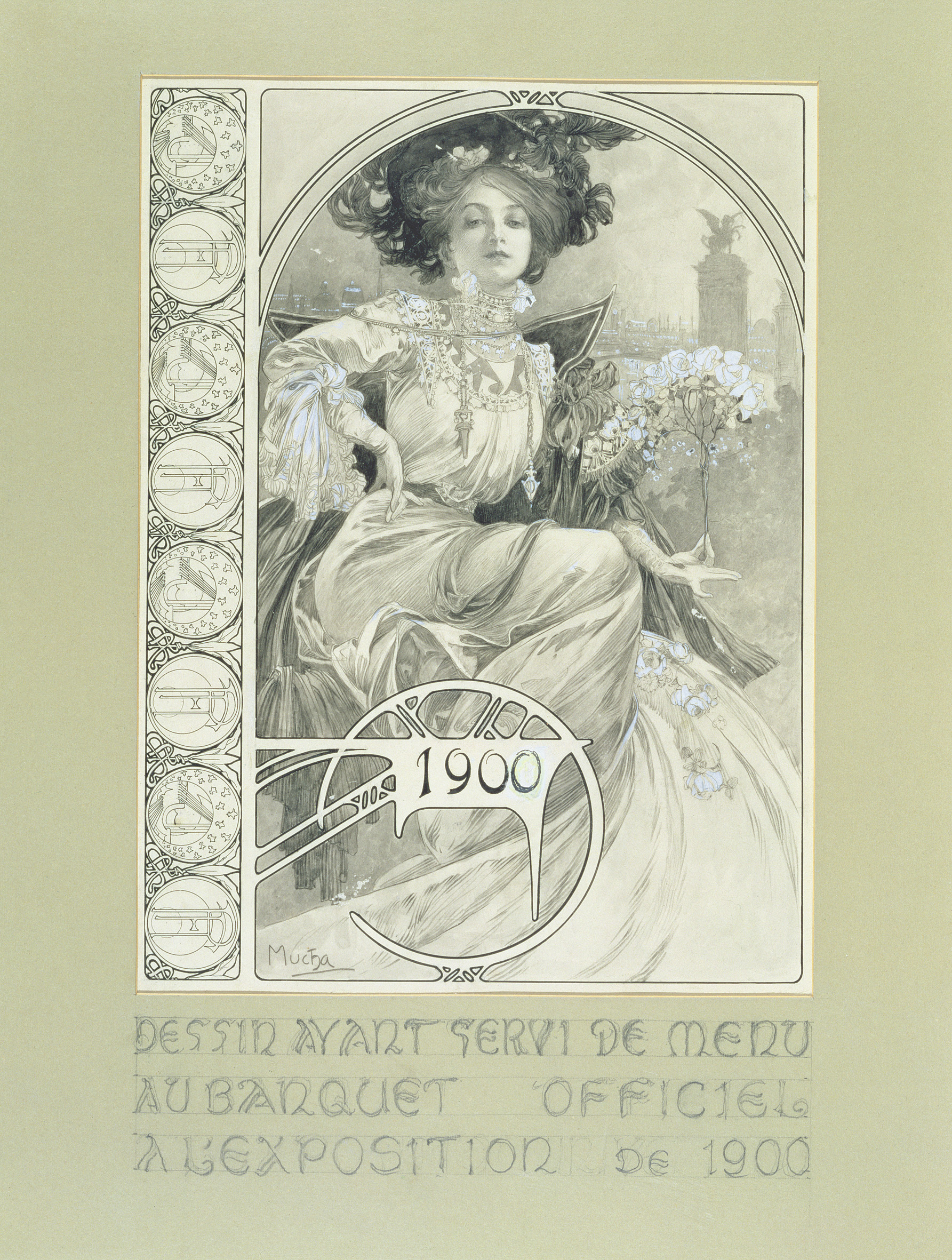 Alphonse Mucha Disegno per il menu del banchetto ufficiale dell’Esposizione universale del 1900 Matita, gouache e acquerellatura su carta, 62x49 cm © Mucha Trust 2016