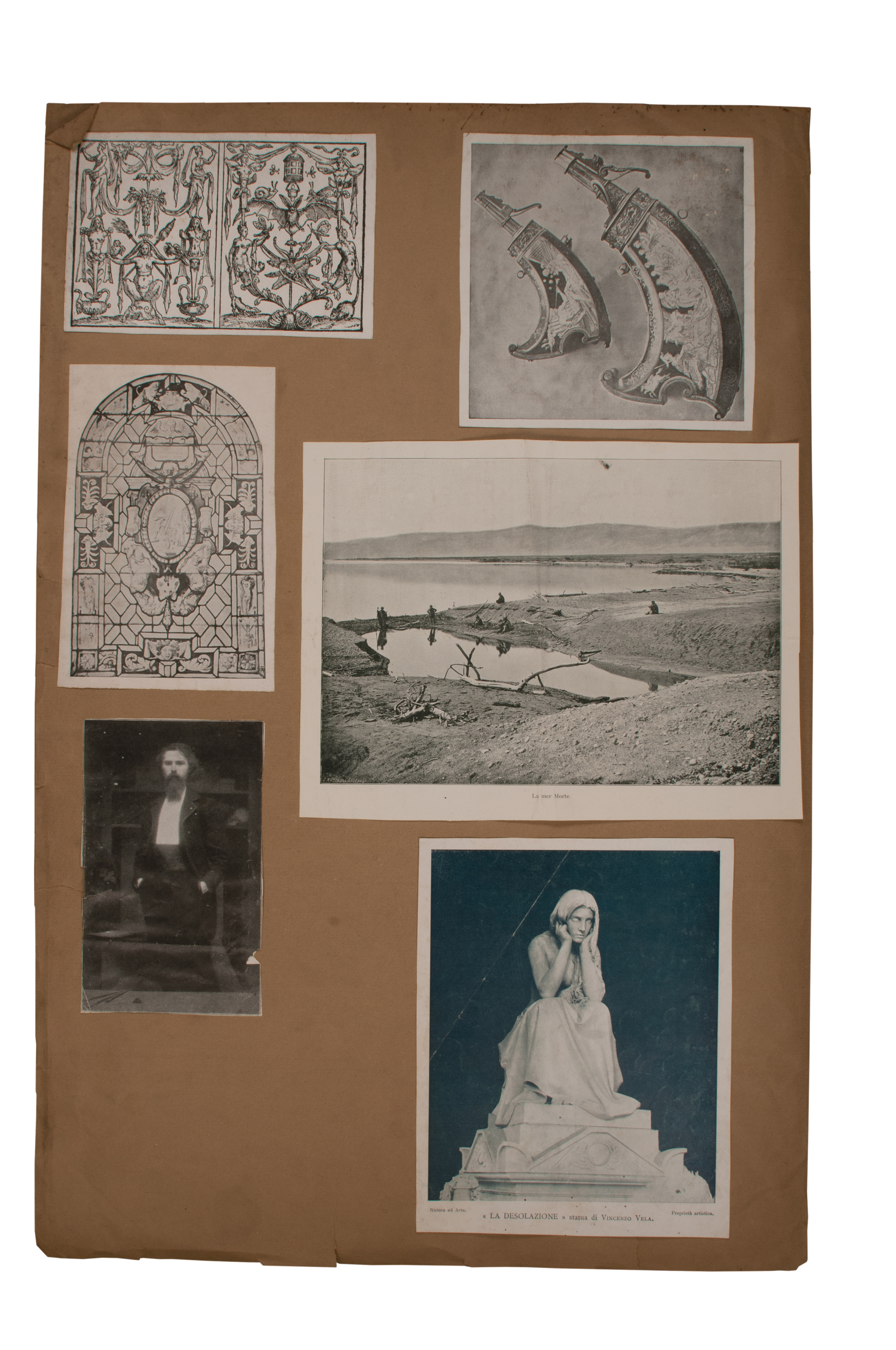 Umberto Boccioni, Atlante delle immagini, 1895-1909 22 tavole con ritagli di riproduzioni artistiche e altri materiali a stampa su carta color paglierino, 59 × 39 cm ciascuna