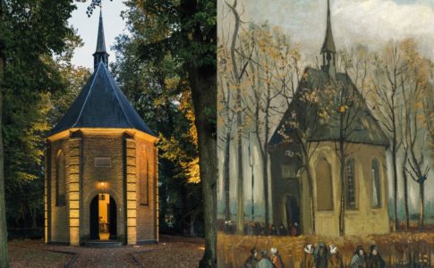 Dipinto e luogo originale di "Una congregazione lascia la chiesa riformata di Nuenen"