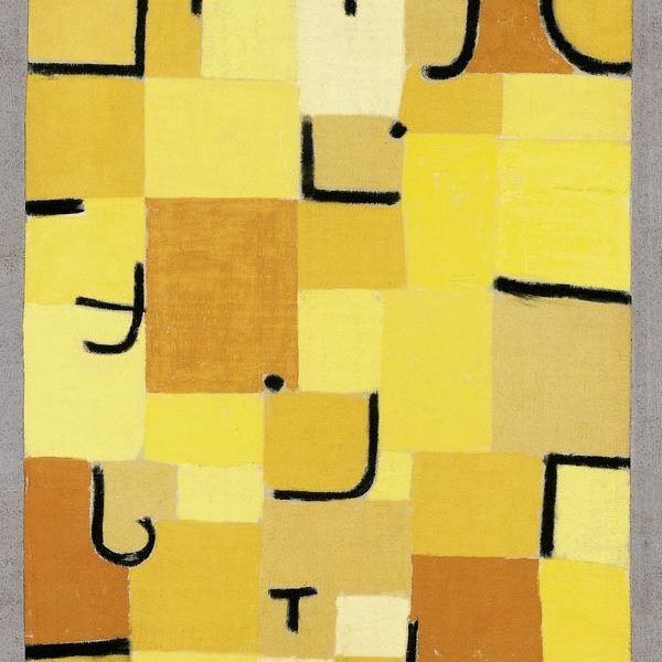 Paul Klee "Segno in giallo", 1937, 210 (U 10) Pastello su cotone e pasta colorata su tela, 83,5 x 50,3 cm Fondation Beyeler, Riehen / Basilea