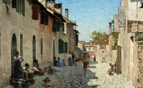 Telemaco Signorini, Via di Ravenna, olio su tela 33,5 x 51,5 cm (in mostra a Macchiaioli)