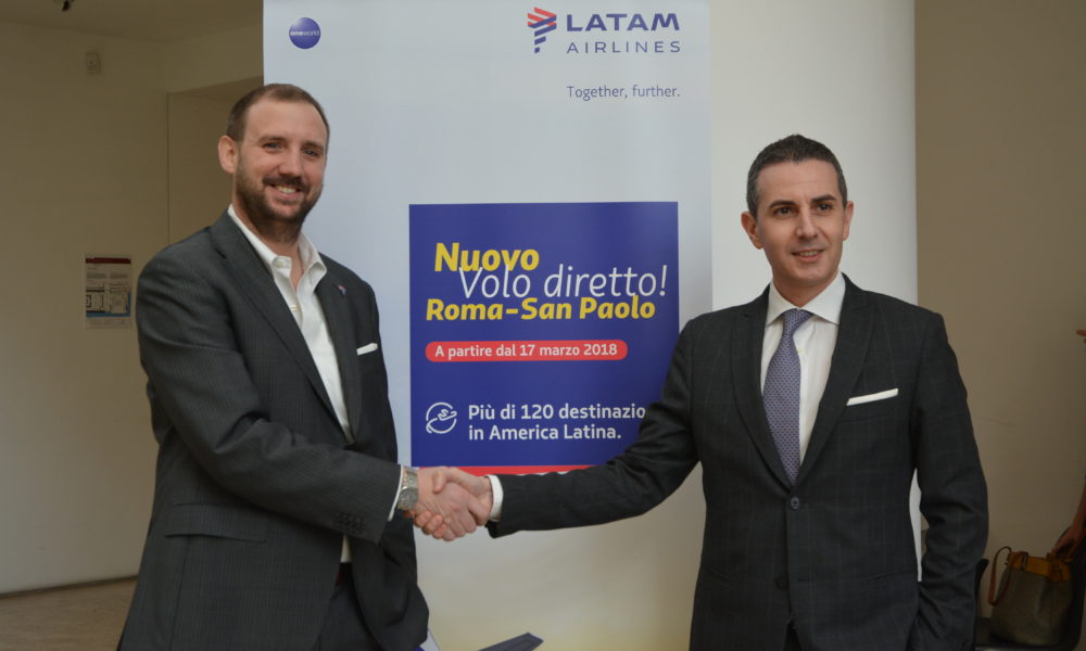Latam Airlines e Aeroporti di Roma inaugurano il nuovo volo Roma San Paolo