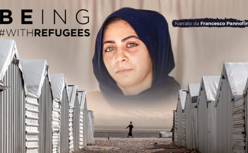 Being with Refugees - Rifugiati Siriani, locandina. Via ufficio stampa.. Patrocino di UNHCR