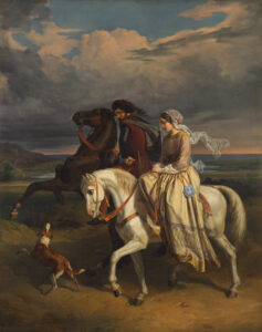 Dipinto con uomo e donna a cavallo.Fonte: Studio Esseci