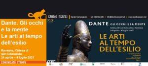 Locandina mostra. Anniversario della morte di Dante. Fonte: Museo d'Arte della città di Ravenna e Musei San Domenico Forlì
